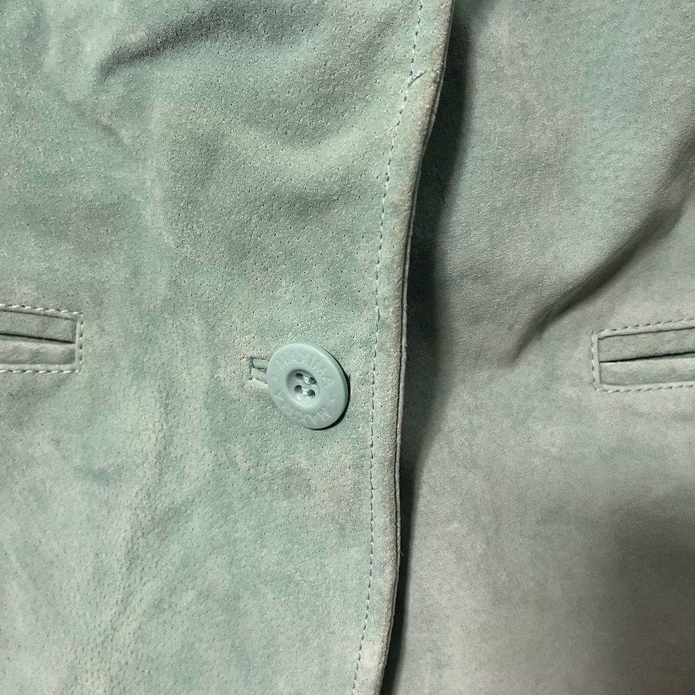 Vintage Y2K David Brooks Long Sleeve Button Front Turquoise Pig Suede Jacket XL - Picture 4 of 11